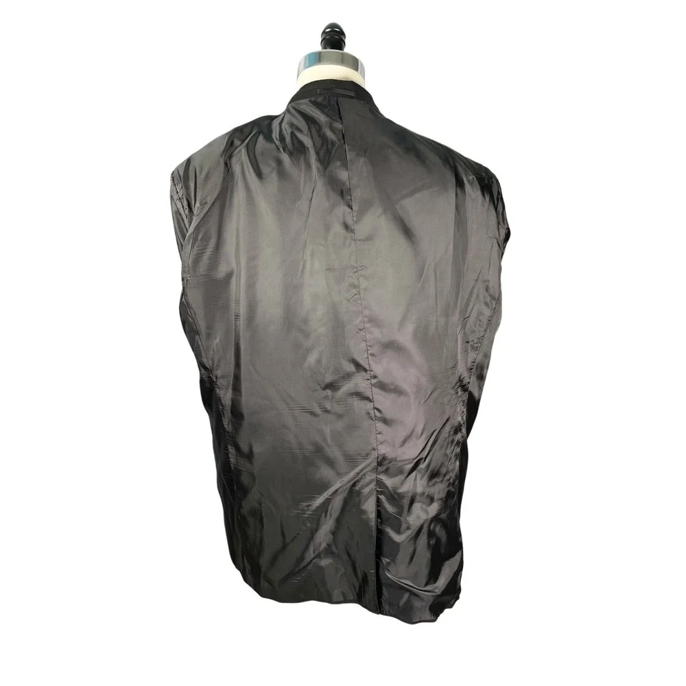 Crème de Silk‎ 2pc Suit 3XL Black with White Topstitch Wool Pleated Pants 43x32